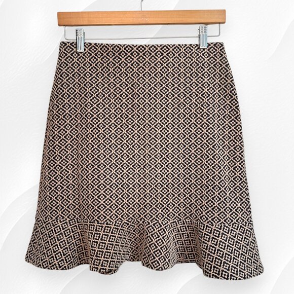 LOFT Tile Jacquard Flounce Skirt Forever Navy Flutter - Picture 2 of 8